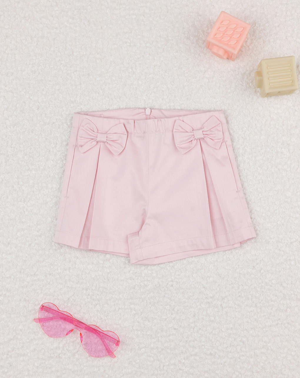 Shorts bimba rosa con fiocchi