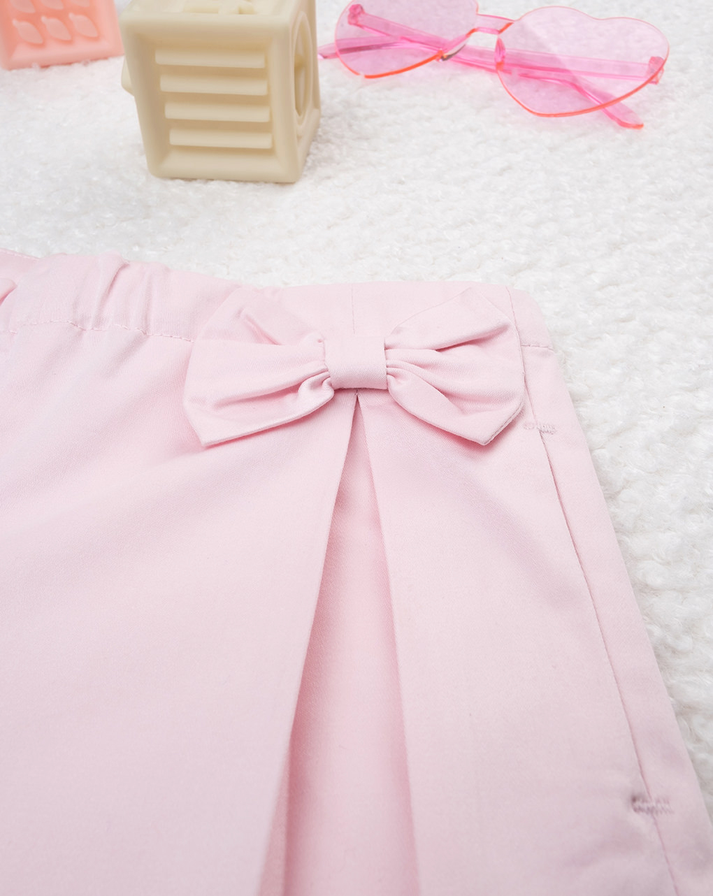 Shorts bimba rosa con fiocchi