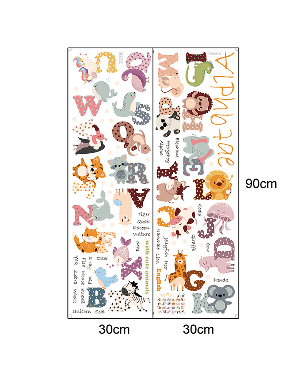 Adesivo decorativo da parete - alfabeto degli animali - autoadesivo - sipo