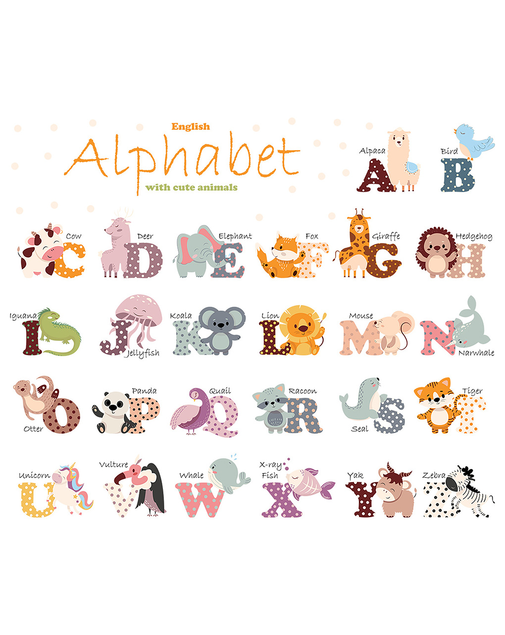 Adesivo decorativo da parete - alfabeto degli animali - autoadesivo - sipo