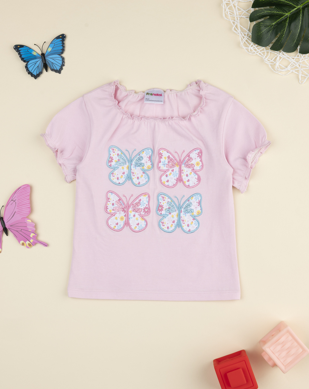 T-shirt bimba rosa farfalle