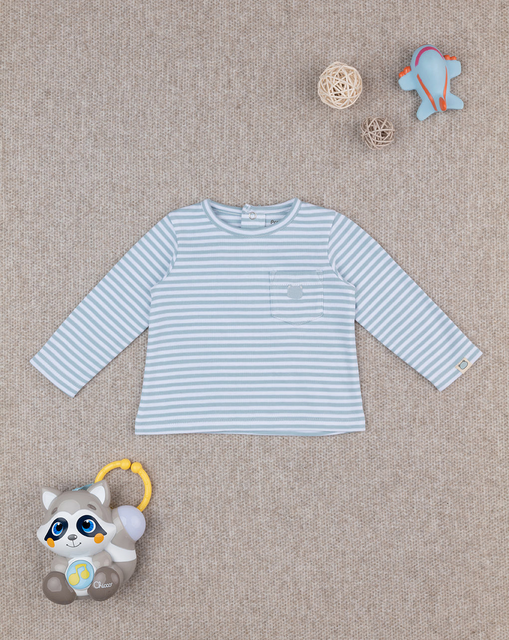 T-shirt bimbo azzurra rigata