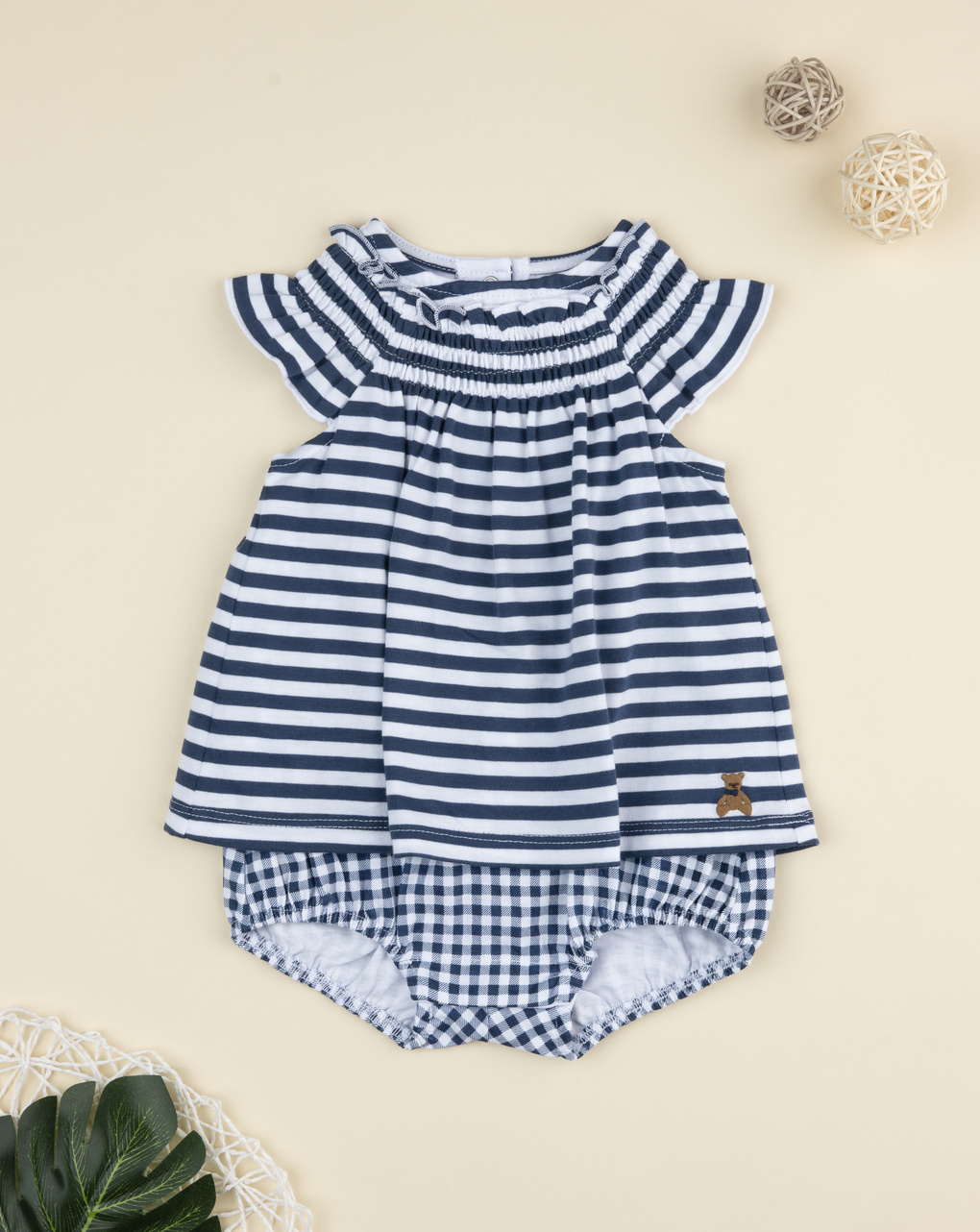 Pagliaccetto bimba rigato blu/bianco