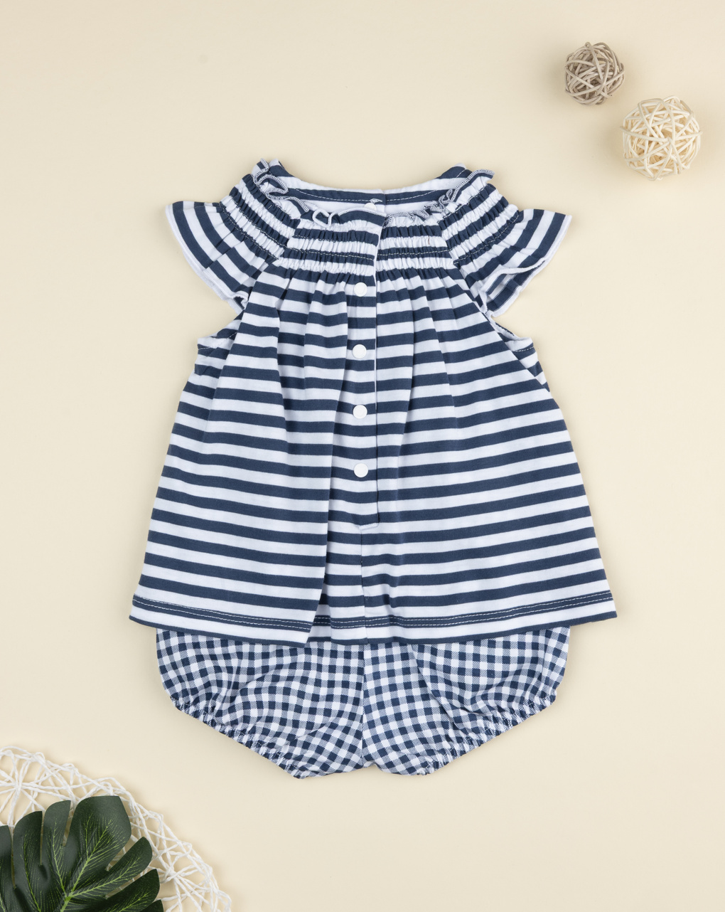 Pagliaccetto bimba rigato blu/bianco