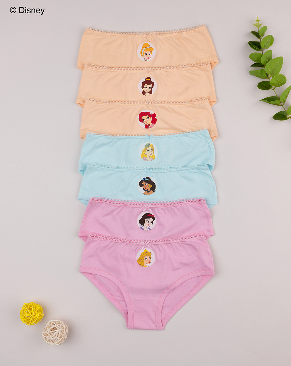 Pack 7 slip bimba colorati principesse