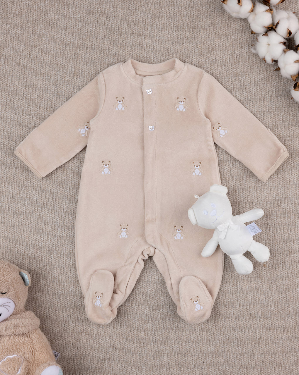 Tutina neonato beige con orsetto omaggio