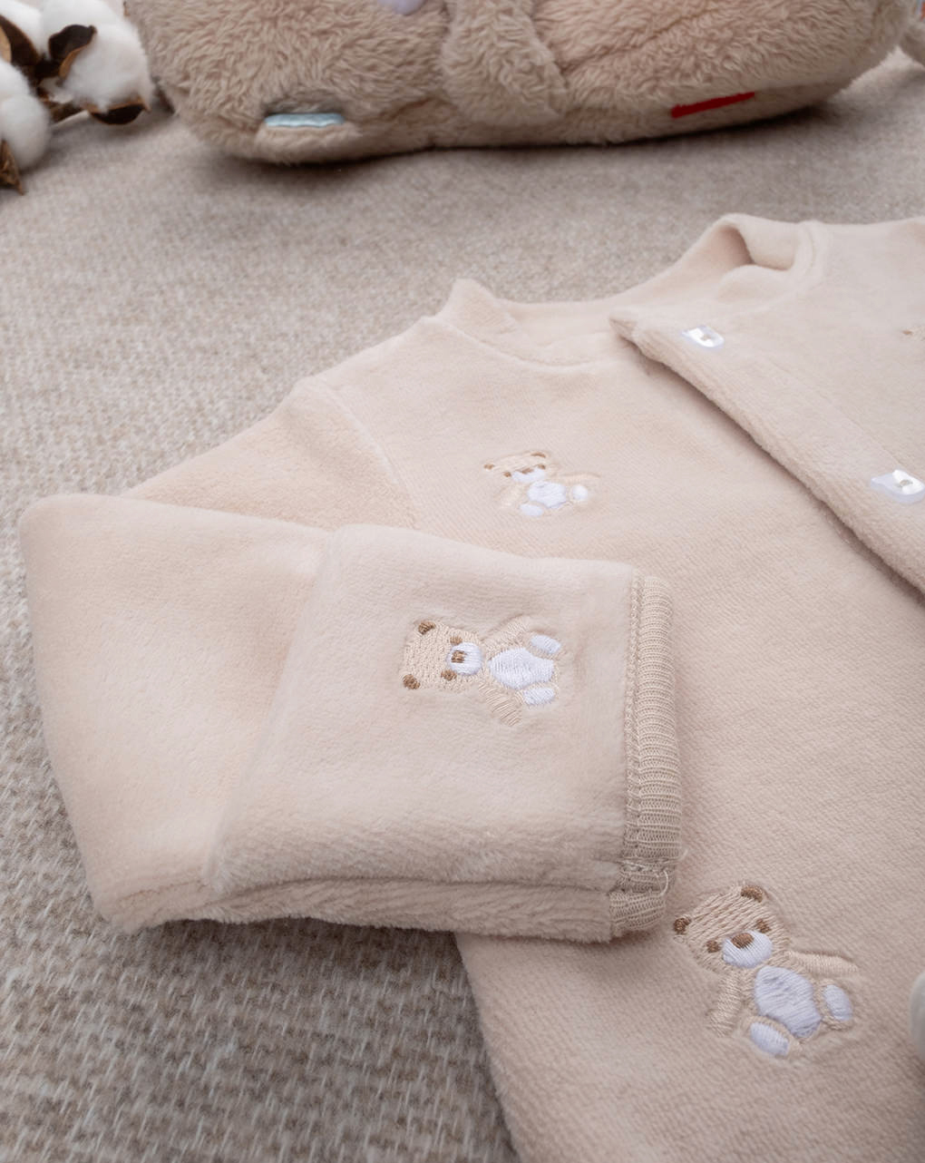 Tutina neonato beige con orsetto omaggio