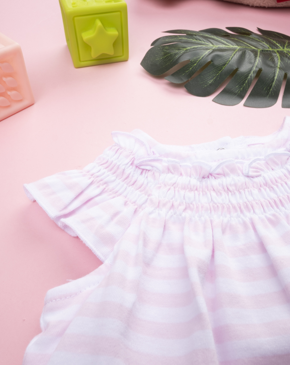 Pagliaccetto bimba rigato rosa/bianco