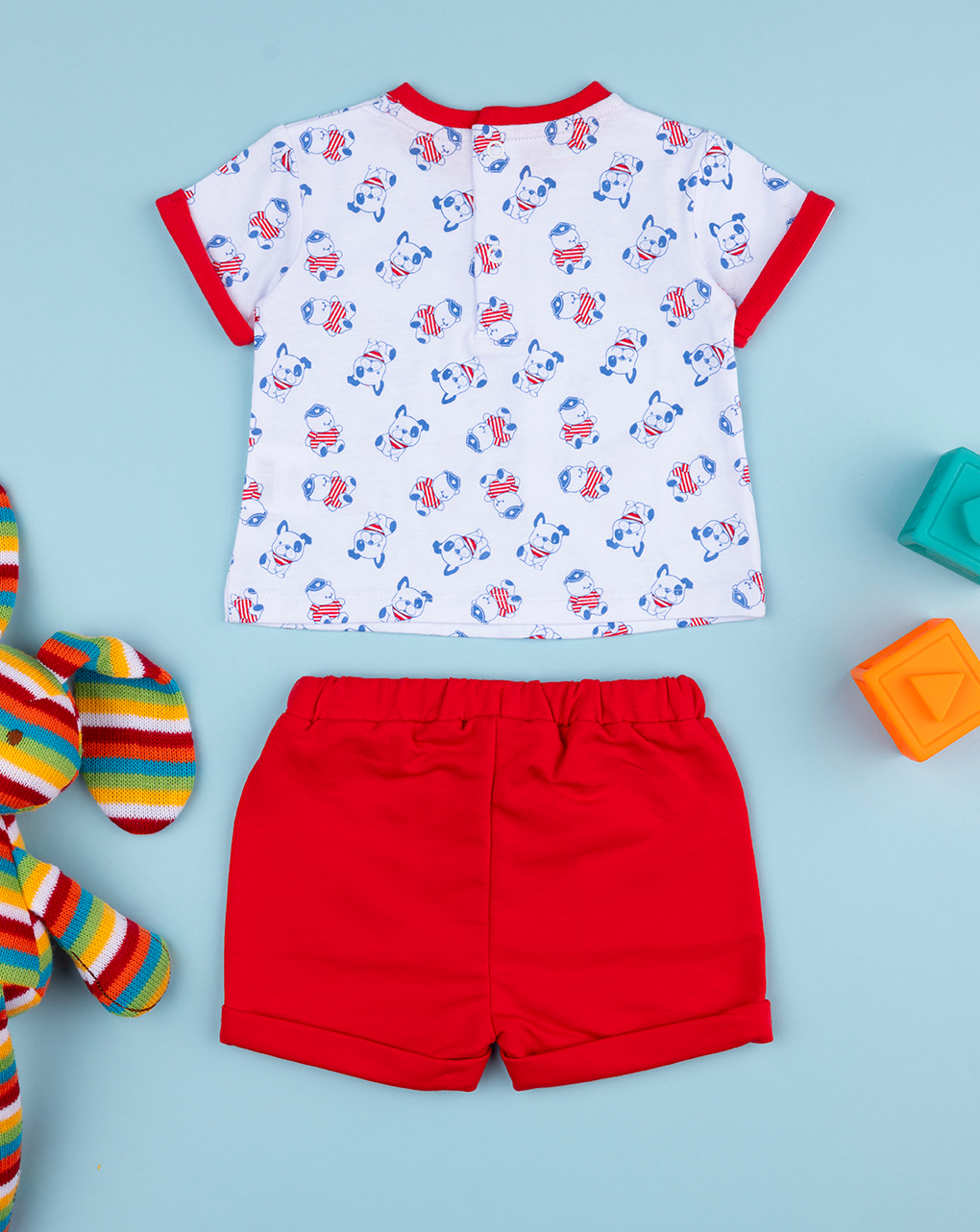 Completo bimbo bianco/rosso cagnolini