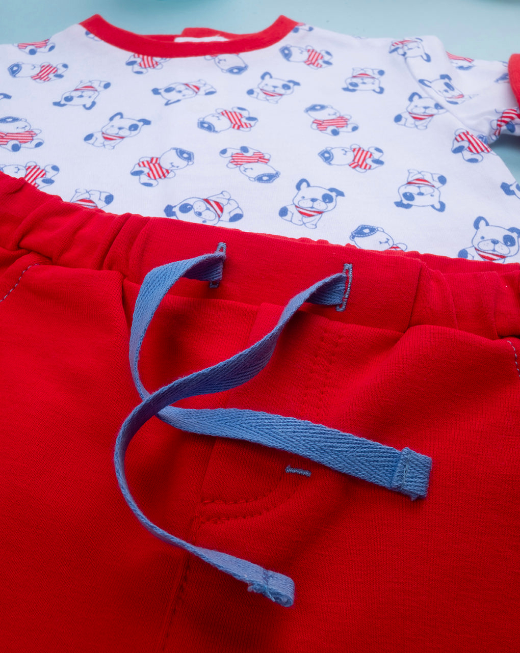 Completo bimbo bianco/rosso cagnolini