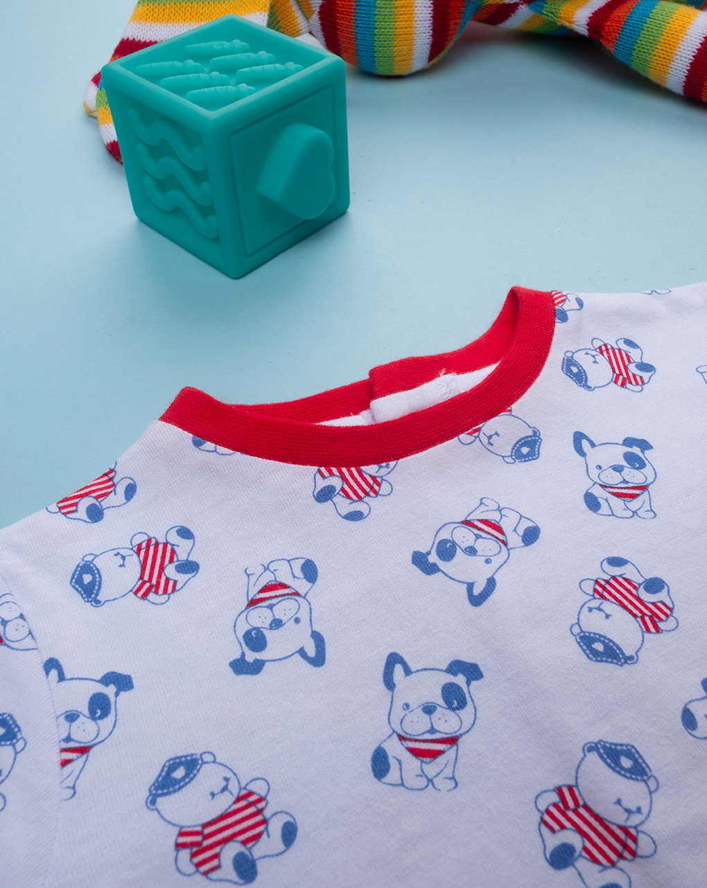 Completo bimbo bianco/rosso cagnolini