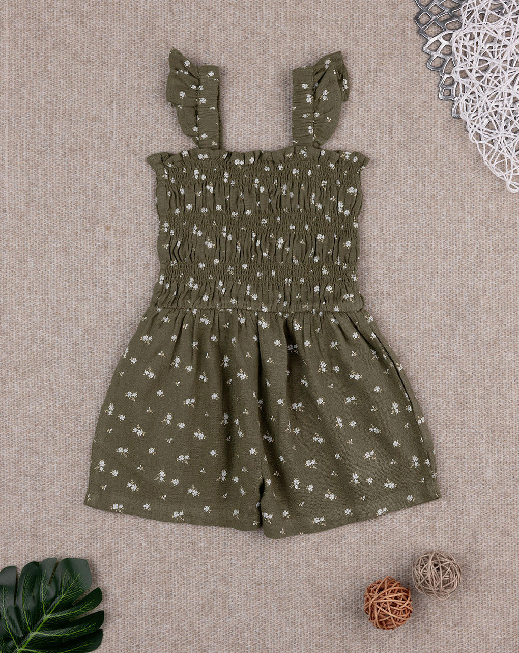 Tutina bimba verde stampata