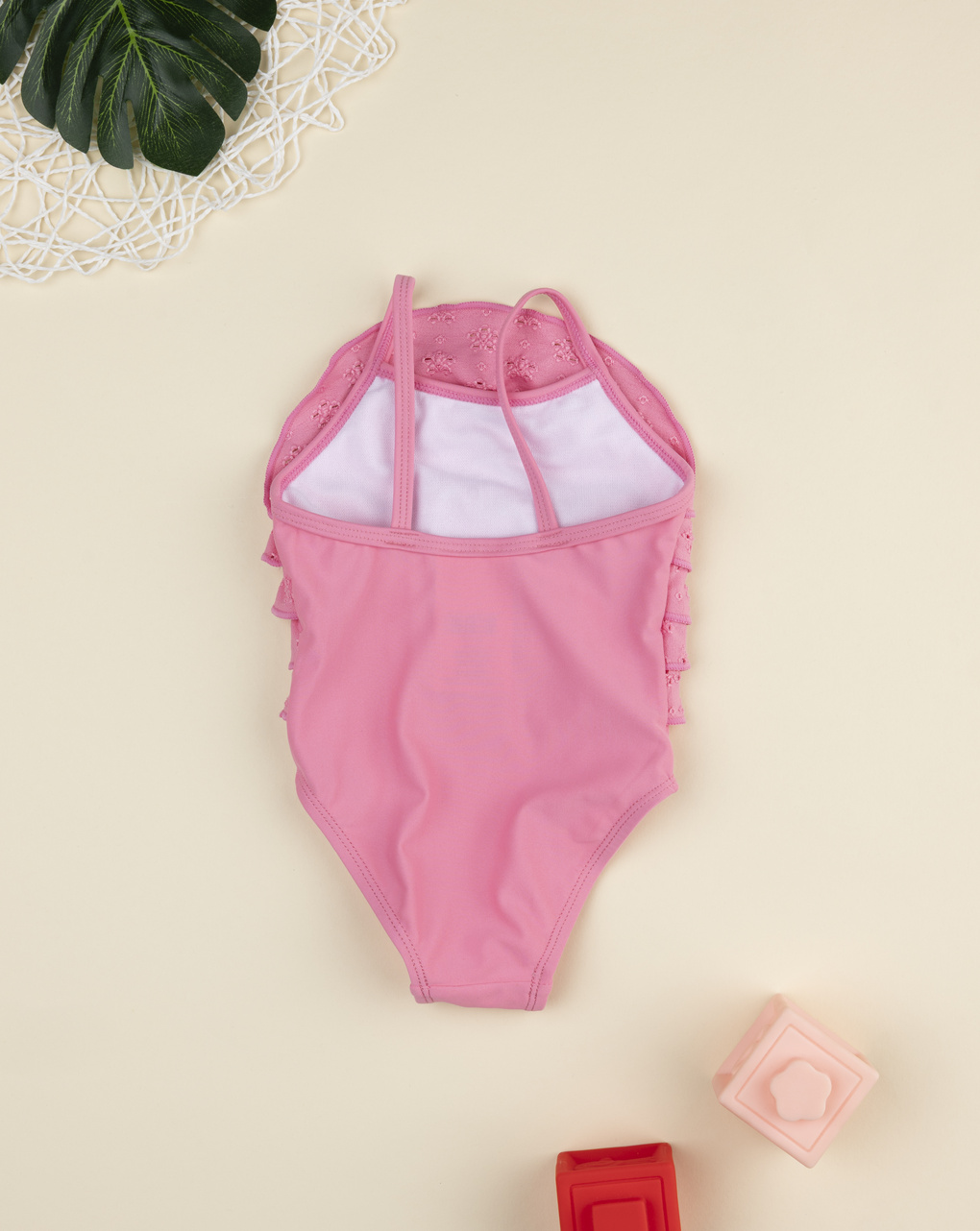Costume intero bimba rosa sangallo