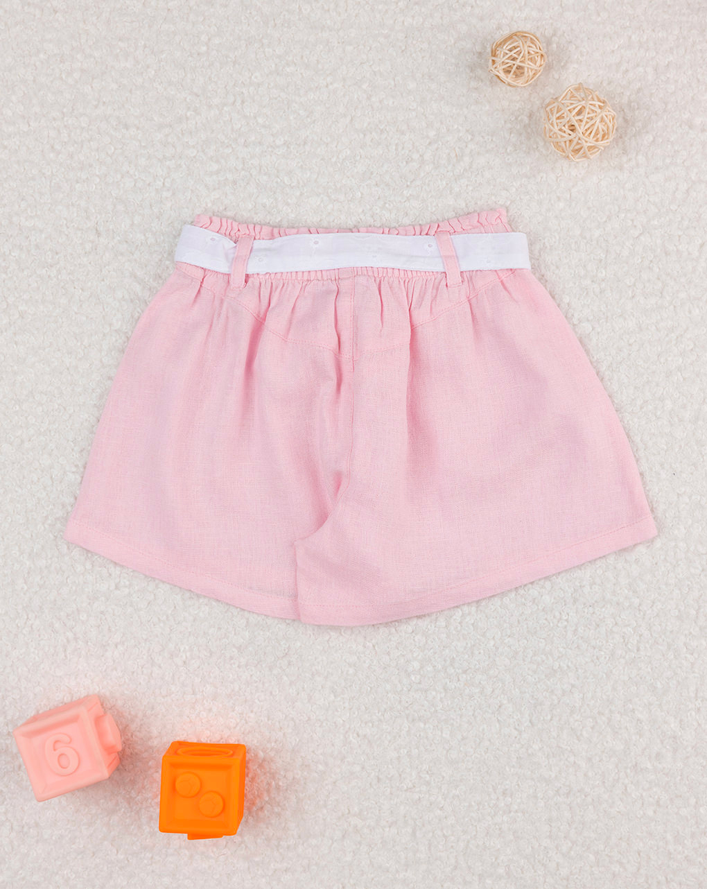 Shorts bimba rosa cintura sangallo