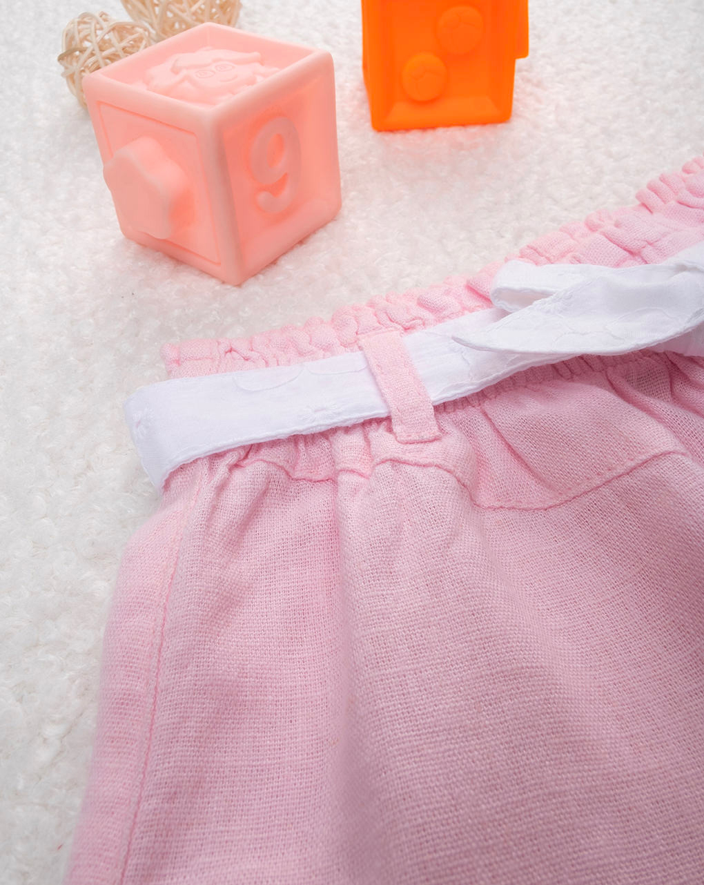 Shorts bimba rosa cintura sangallo
