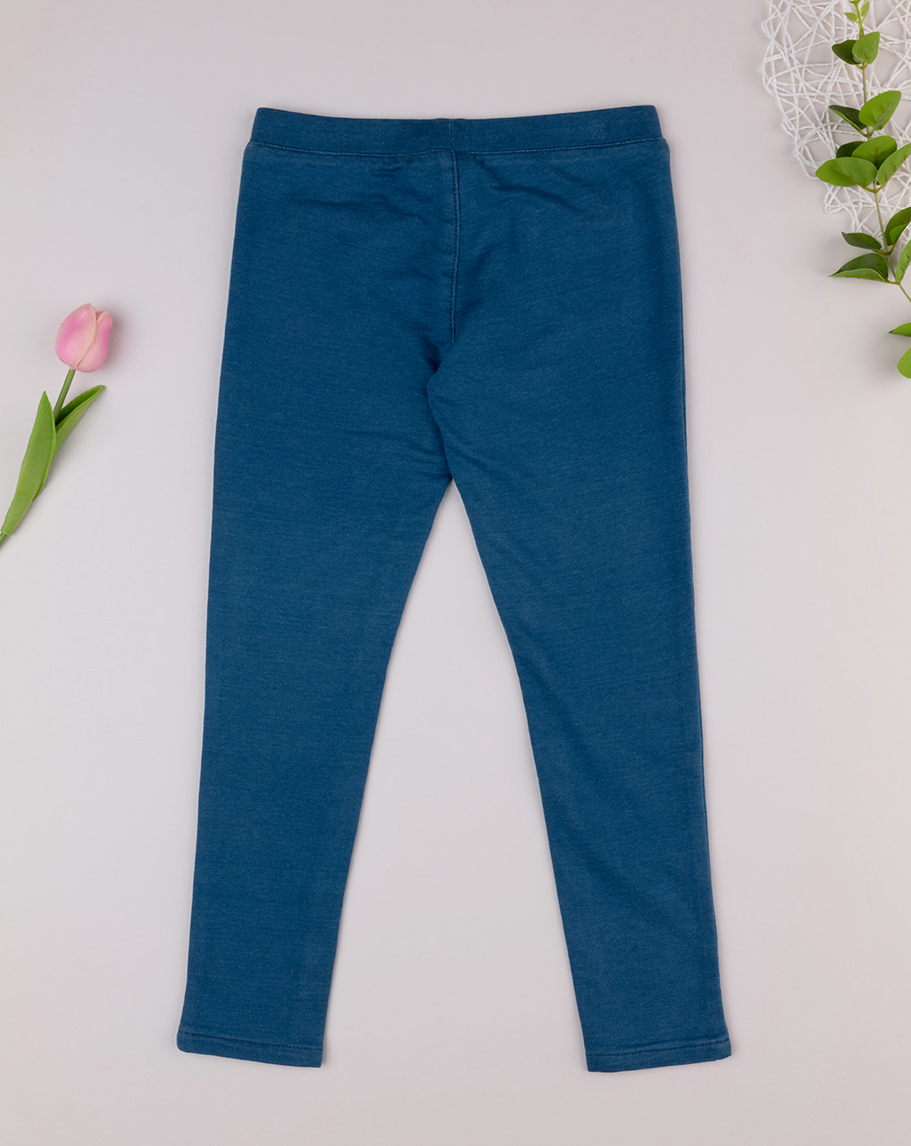 Jegging bambina blu denim con tasche
