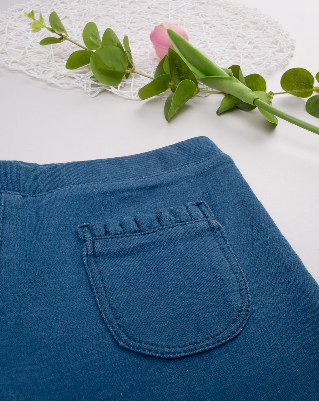 Jegging bambina blu denim con tasche