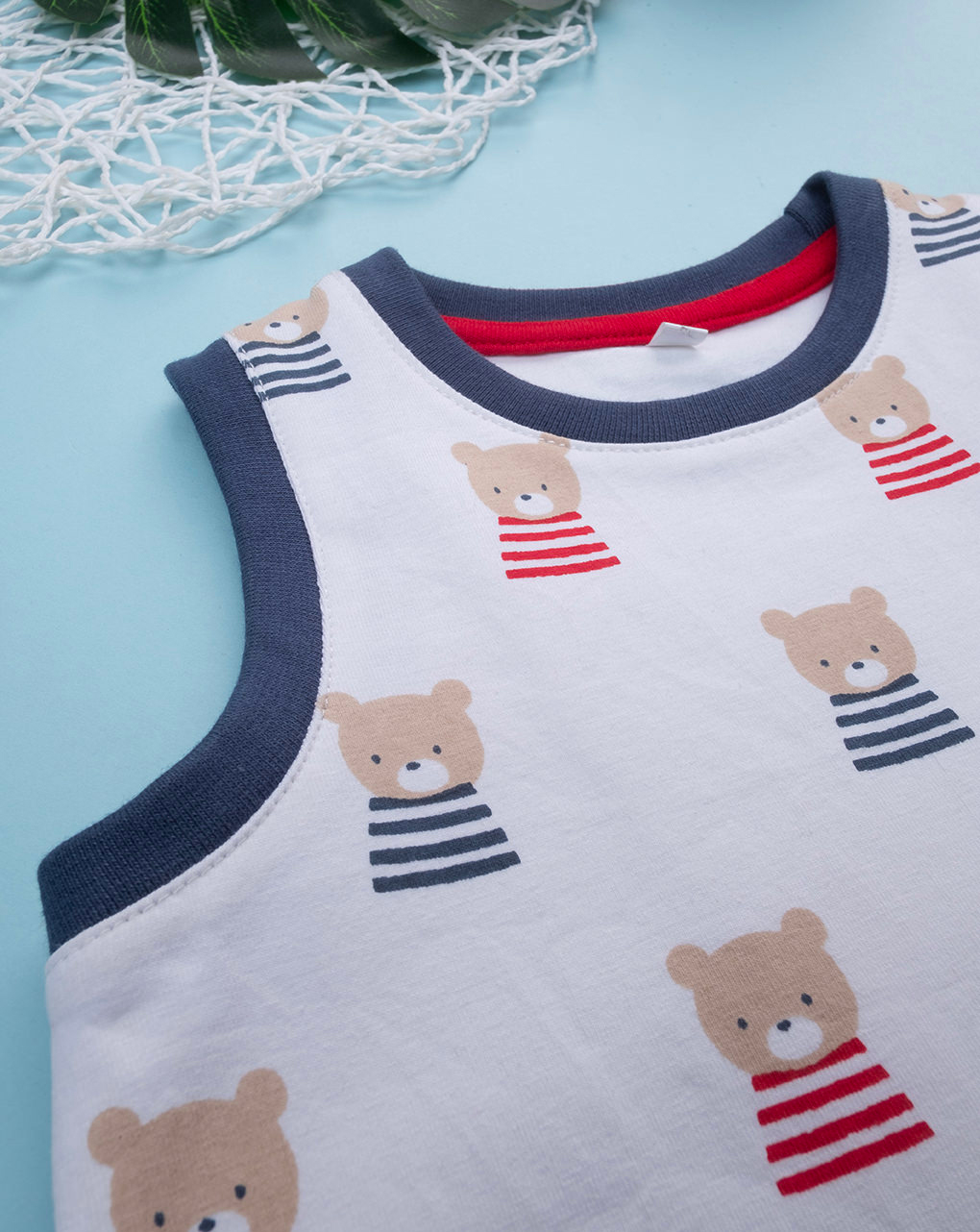 Canotta bimbo bianca orsetti allover