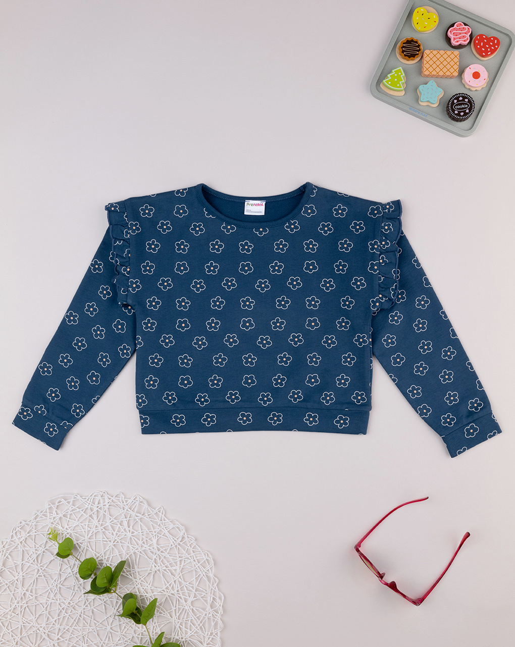 Felpa bimba blu margherite