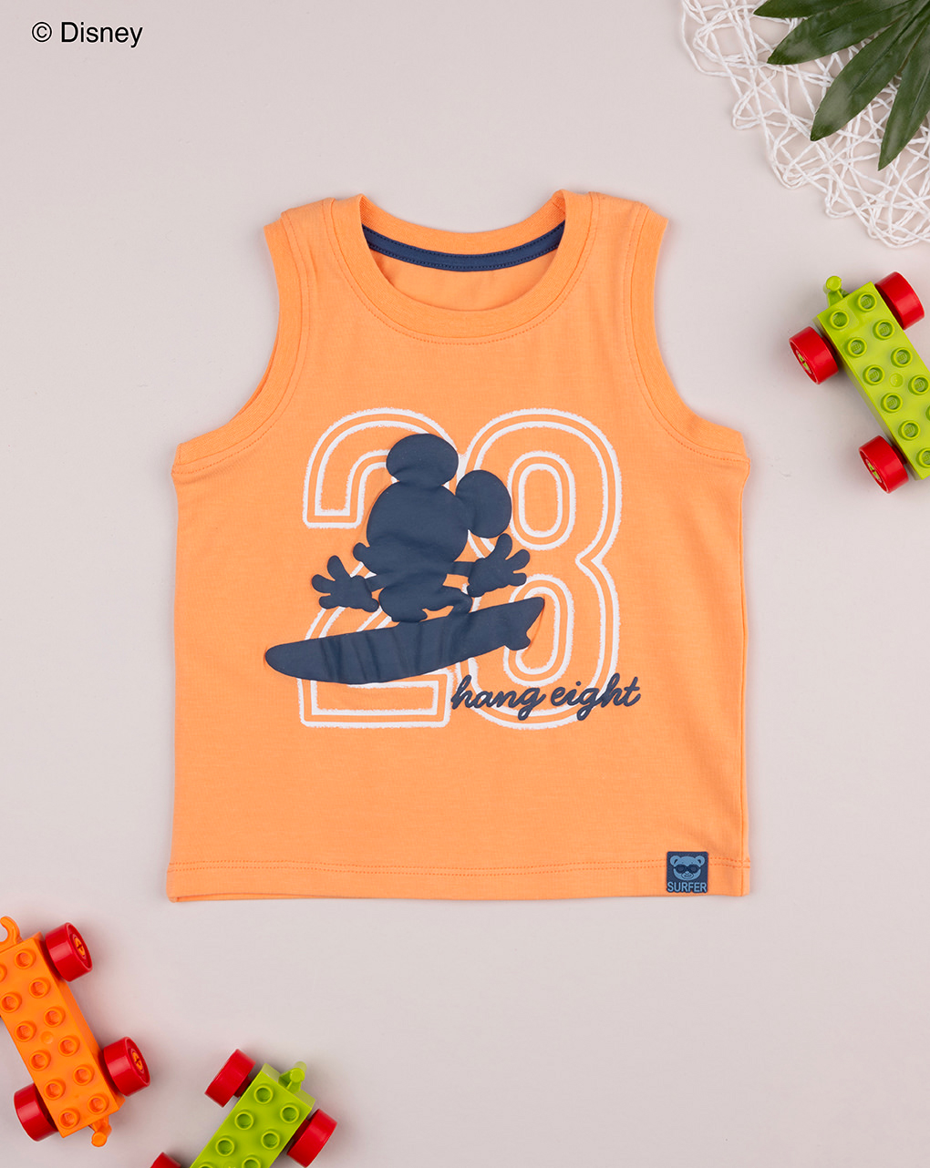 Canotta bimbo arancione mickey mouse surf