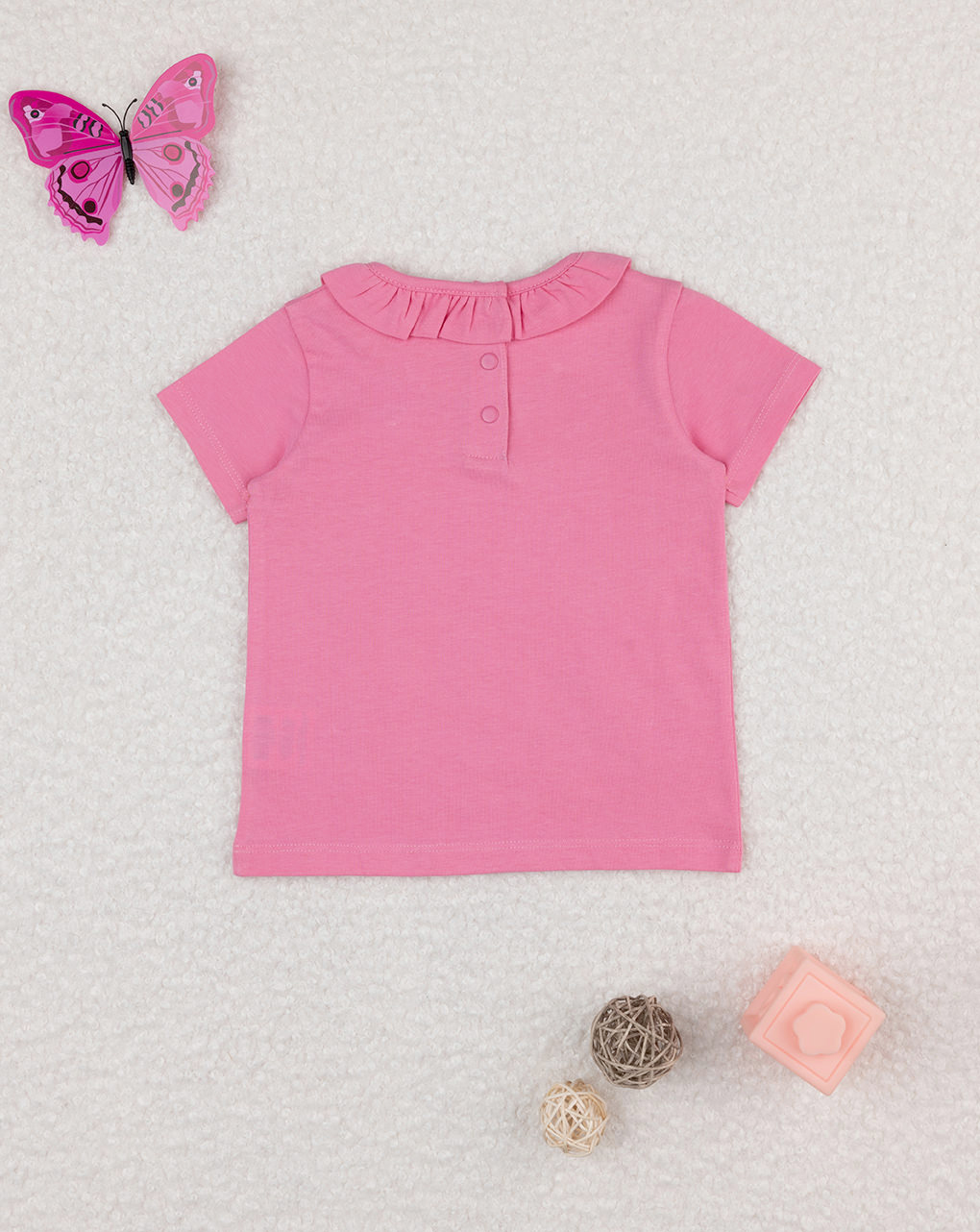 T-shirt bimba rosa con colletto