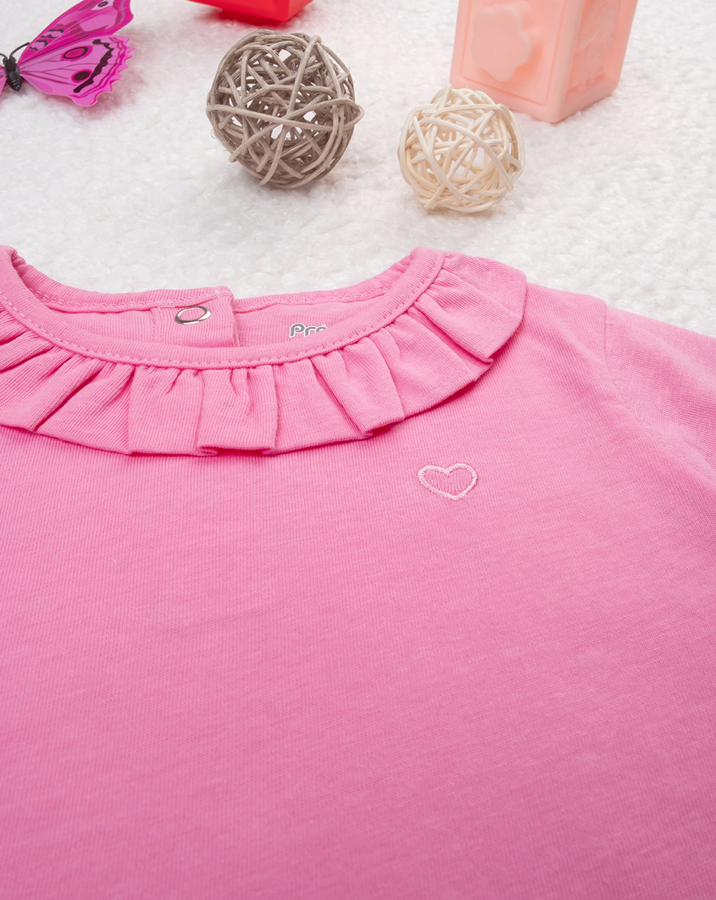 T-shirt bimba rosa con colletto