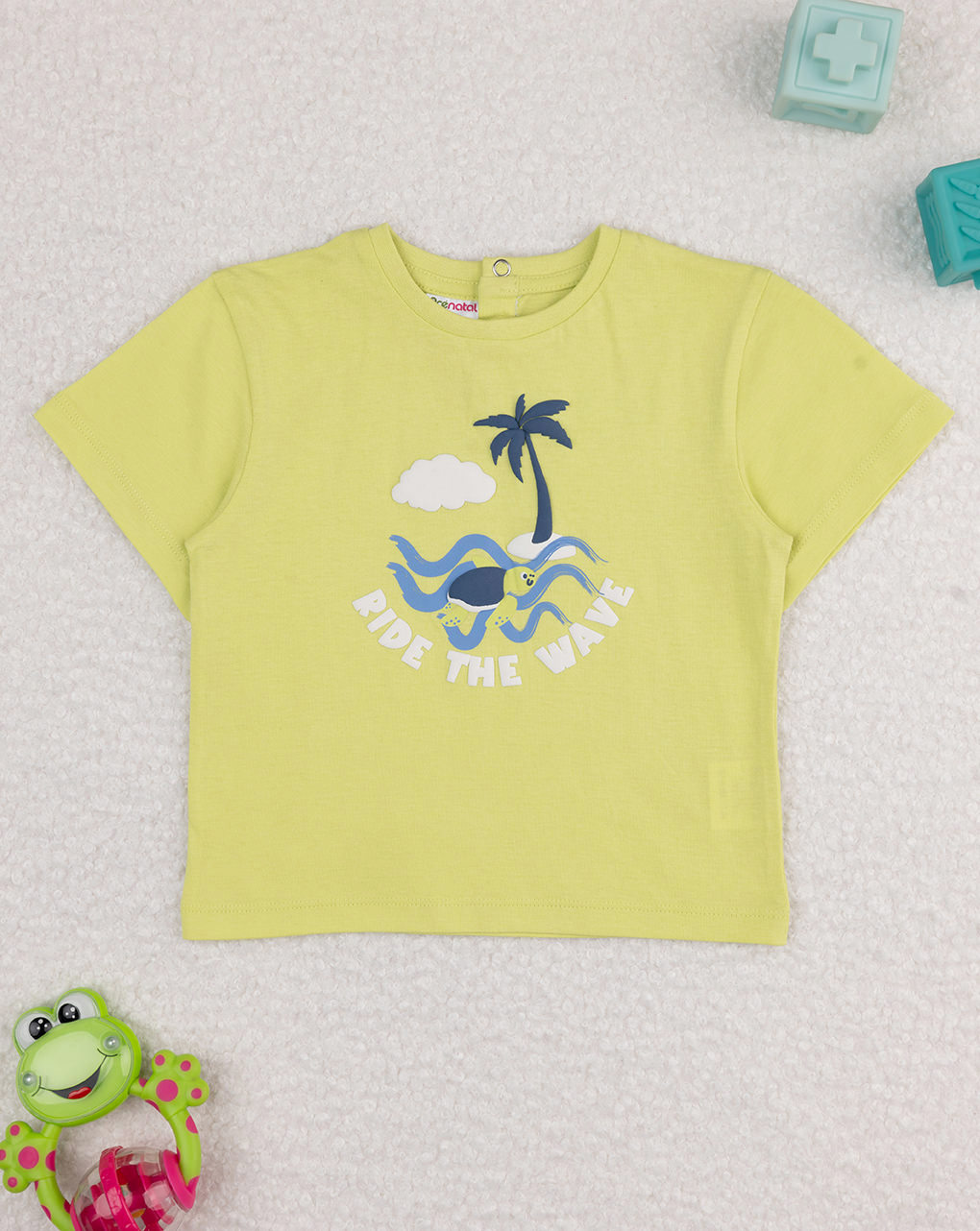 T-shirt bimbo verde chiaro stampata