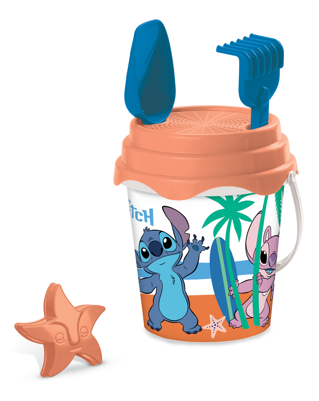 Set da mare disney stitch - secchiello - formine - setaccio - 18m+