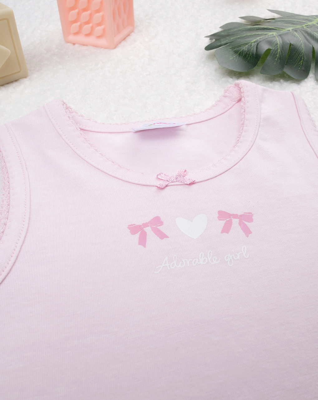 Canotta bimba rosa fiocchi oeko-tex