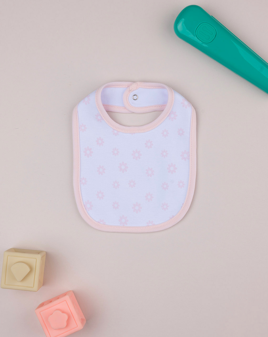 Bavaglino bimba bianco/rosa margherite