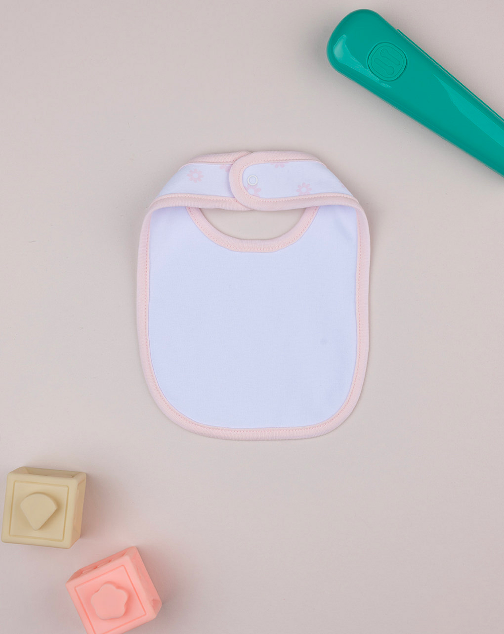 Bavaglino bimba bianco/rosa margherite