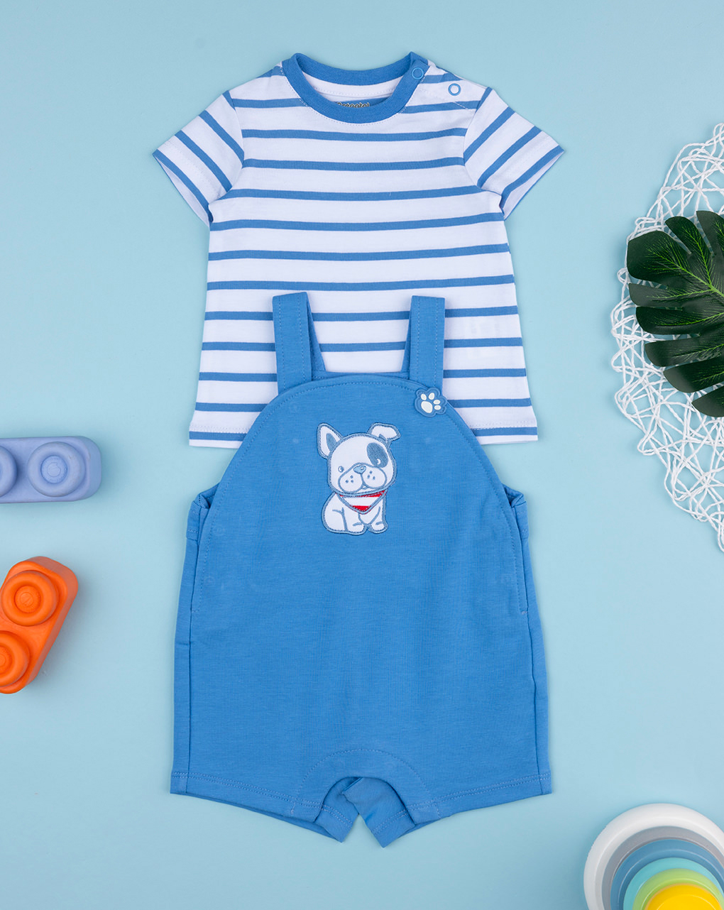 Completo bimbo salopette blu