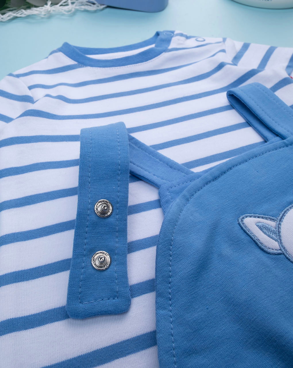 Completo bimbo salopette blu