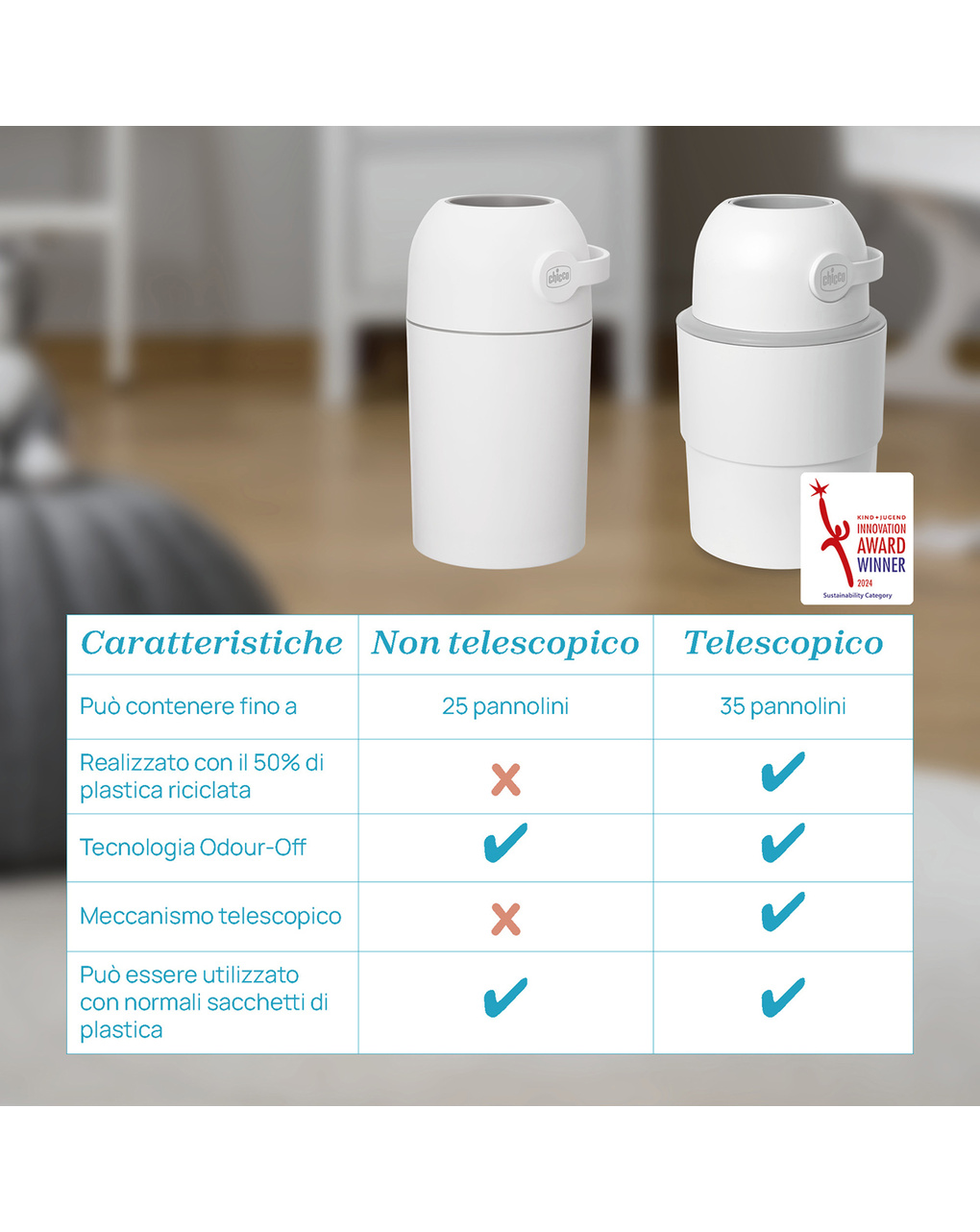 Odour off mangiapannolini telescopico - chicco