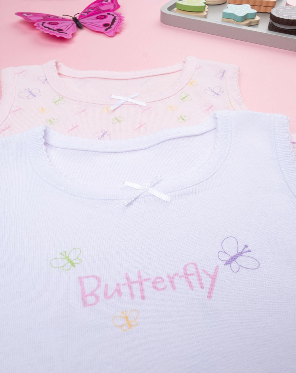 Pack 2 body costina bimba bianco/rosa