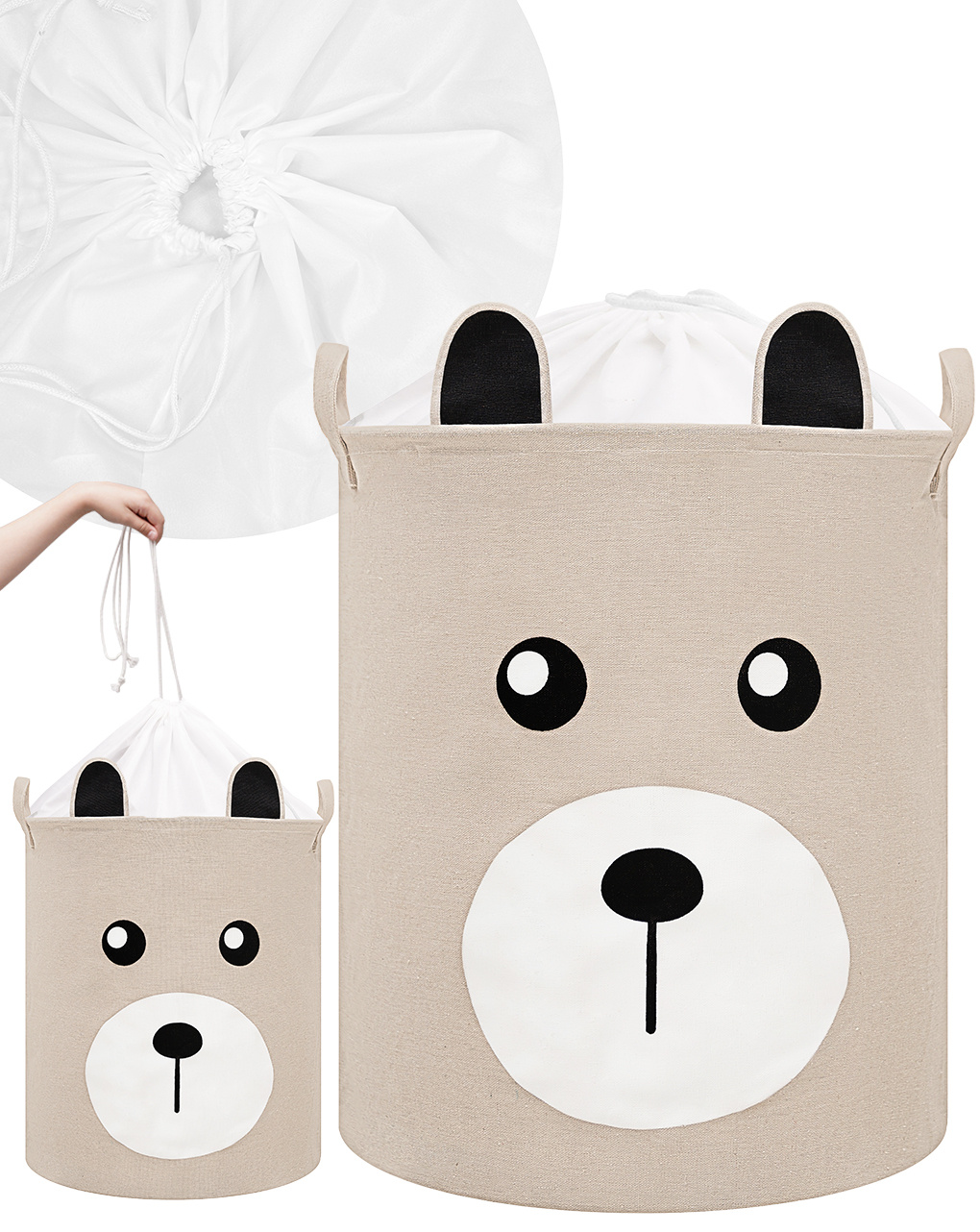 Cesto portaoggetti impermeabile orsacchiotto beige - chiusura a coulisse 43 l - sipo