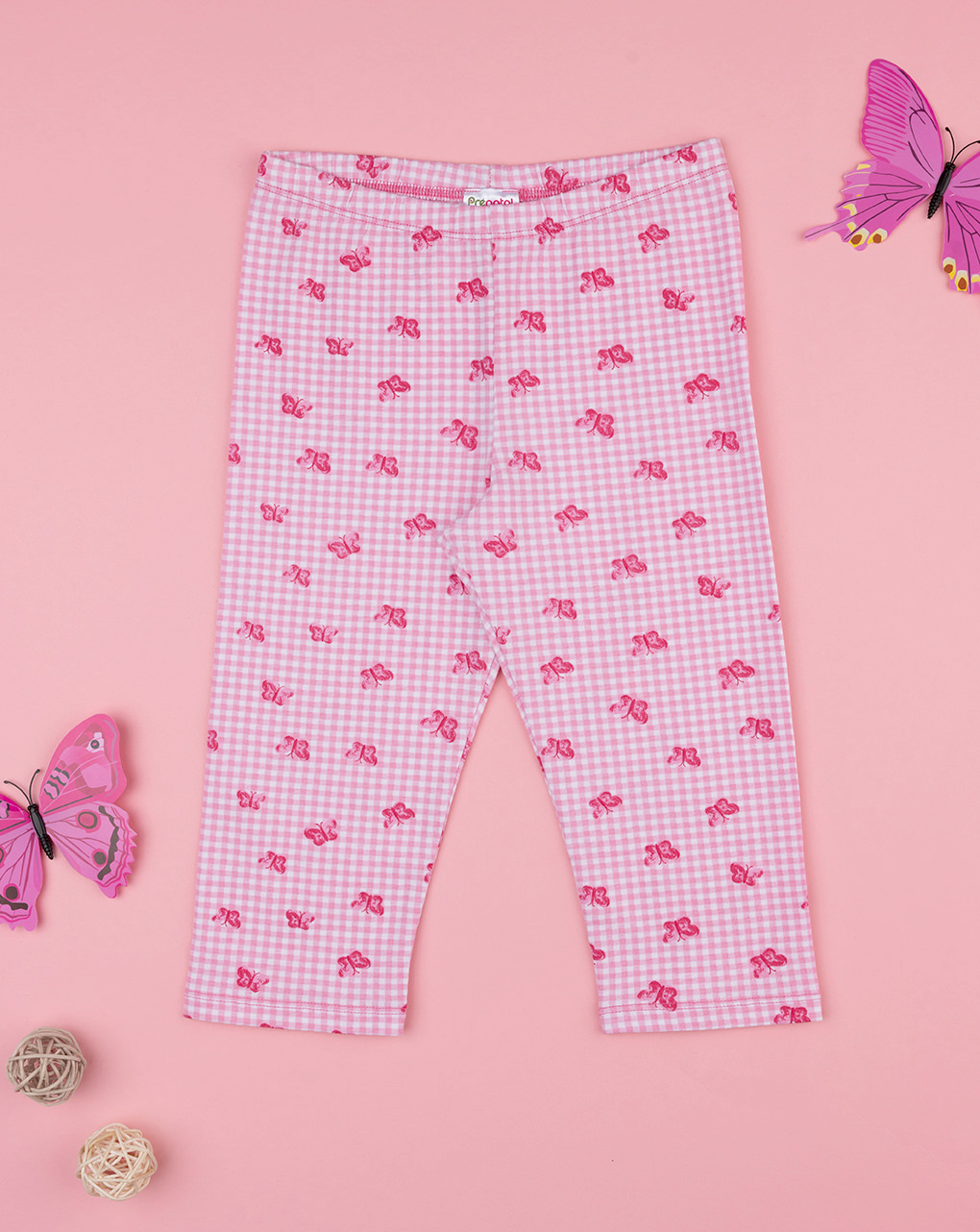 Legging bimba rosa farfalle allover