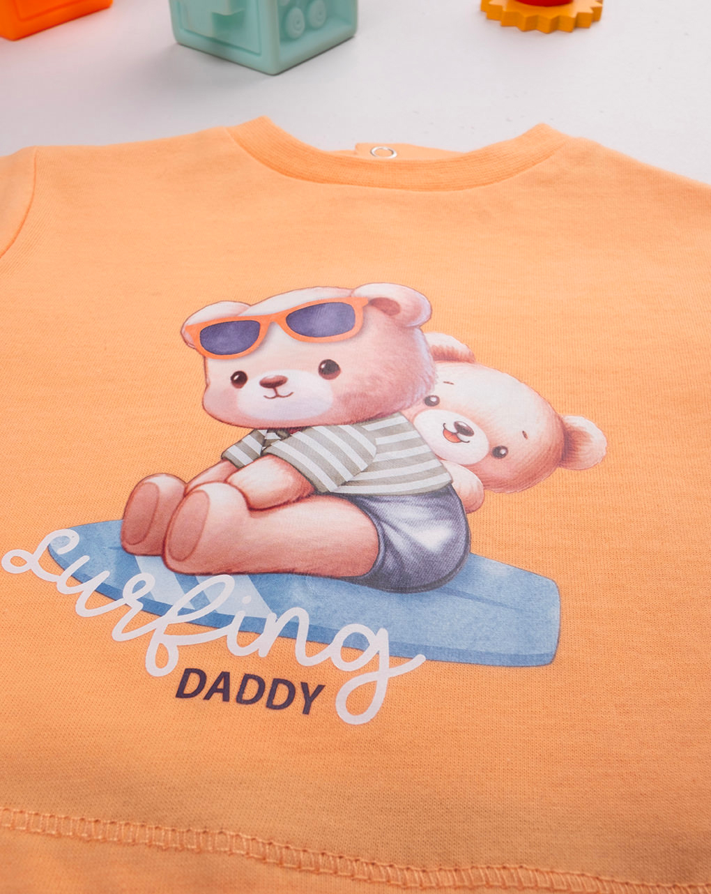 Tutina bimbo arancione/blu orsetti