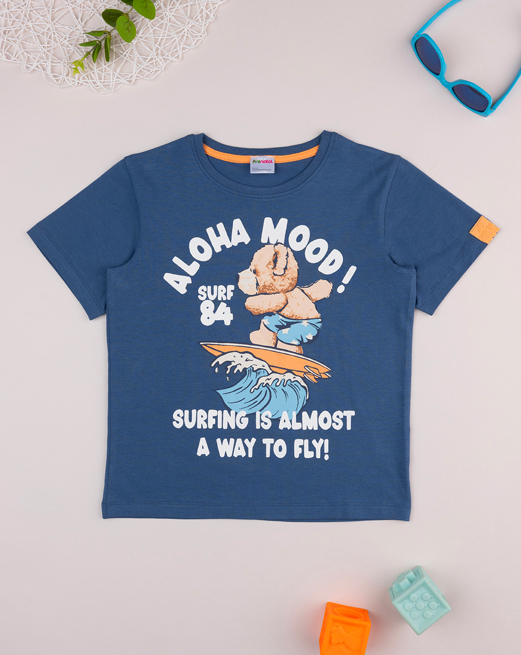 T-shirt bimbo blu stampa surf