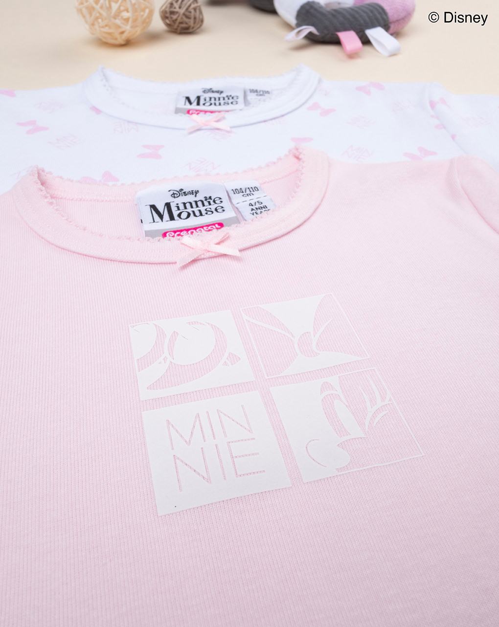 Pack 2 t-shirt bimba fiori bianco/rosa