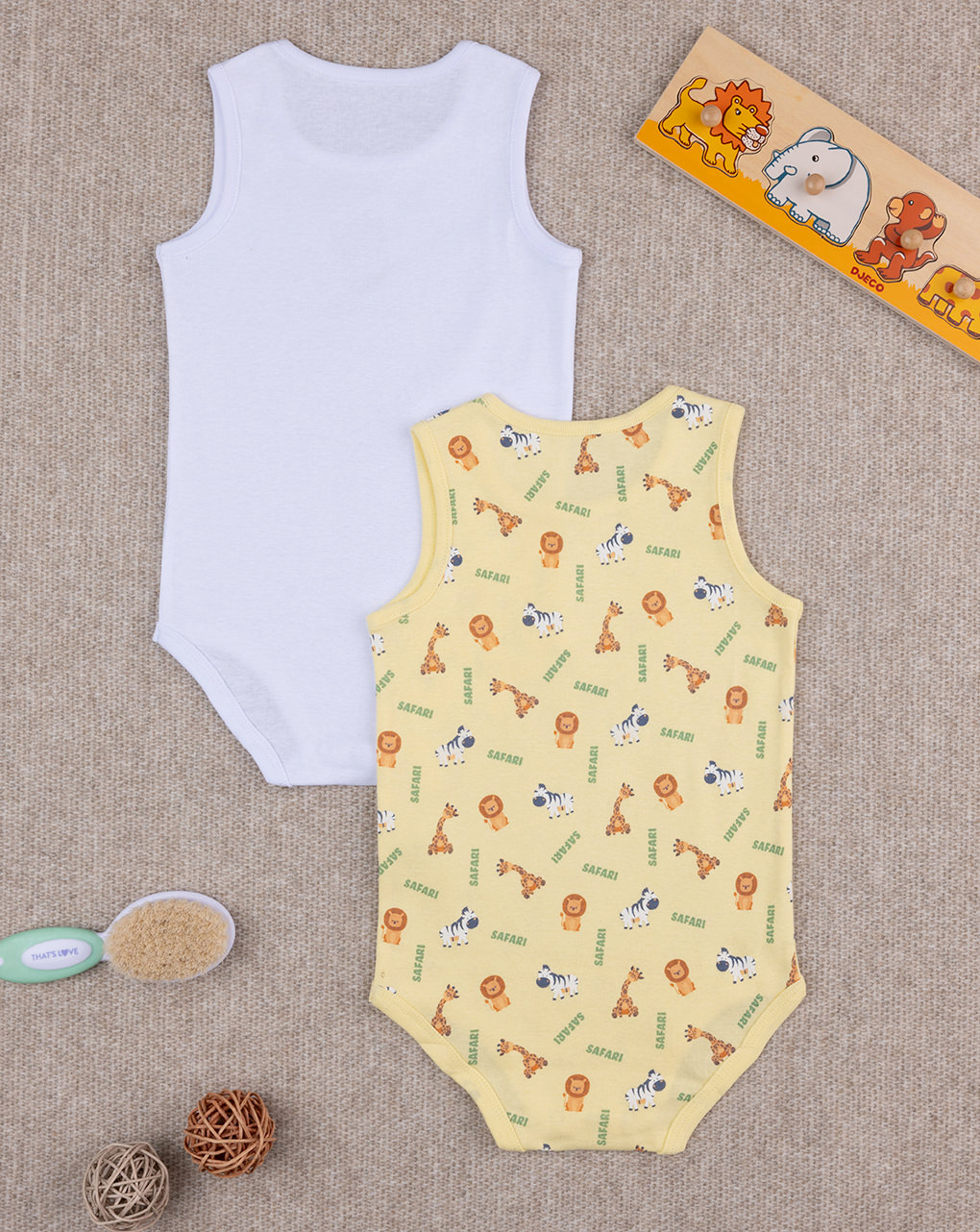 Pack 2 body bimbo bianco/giallo organic cotton