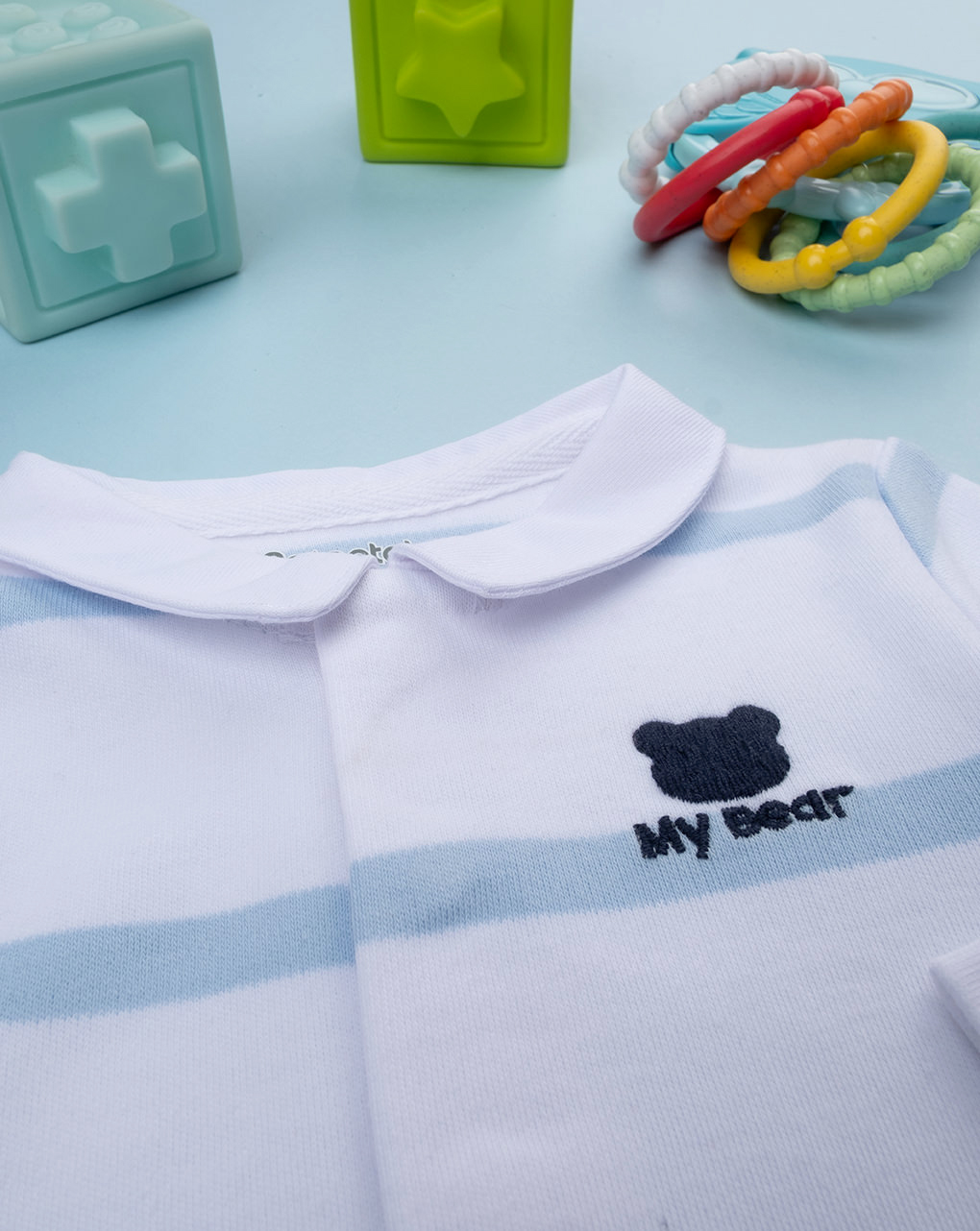 Body bimbo bianco rigato azzurro