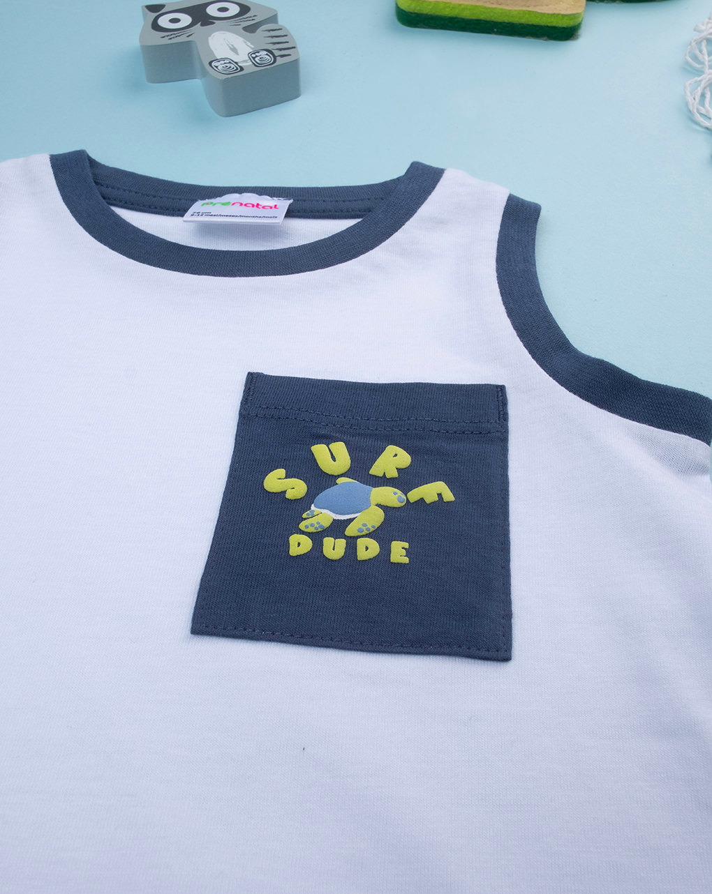 Canotta bimbo bianca /blu taschino surf