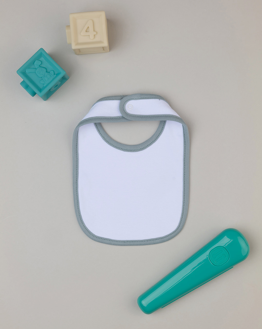 Bavaglino bimbo bianco/grigio