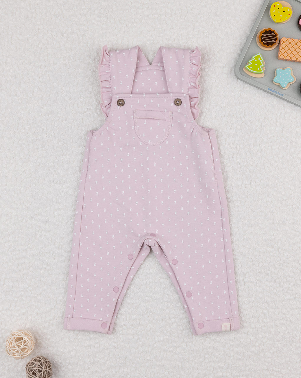 Salopette bimba rosa micro-allover