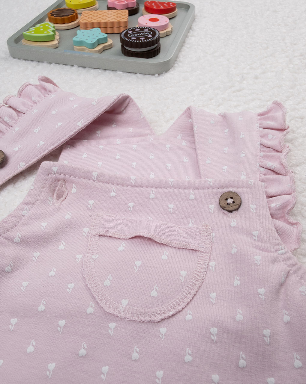 Salopette bimba rosa micro-allover