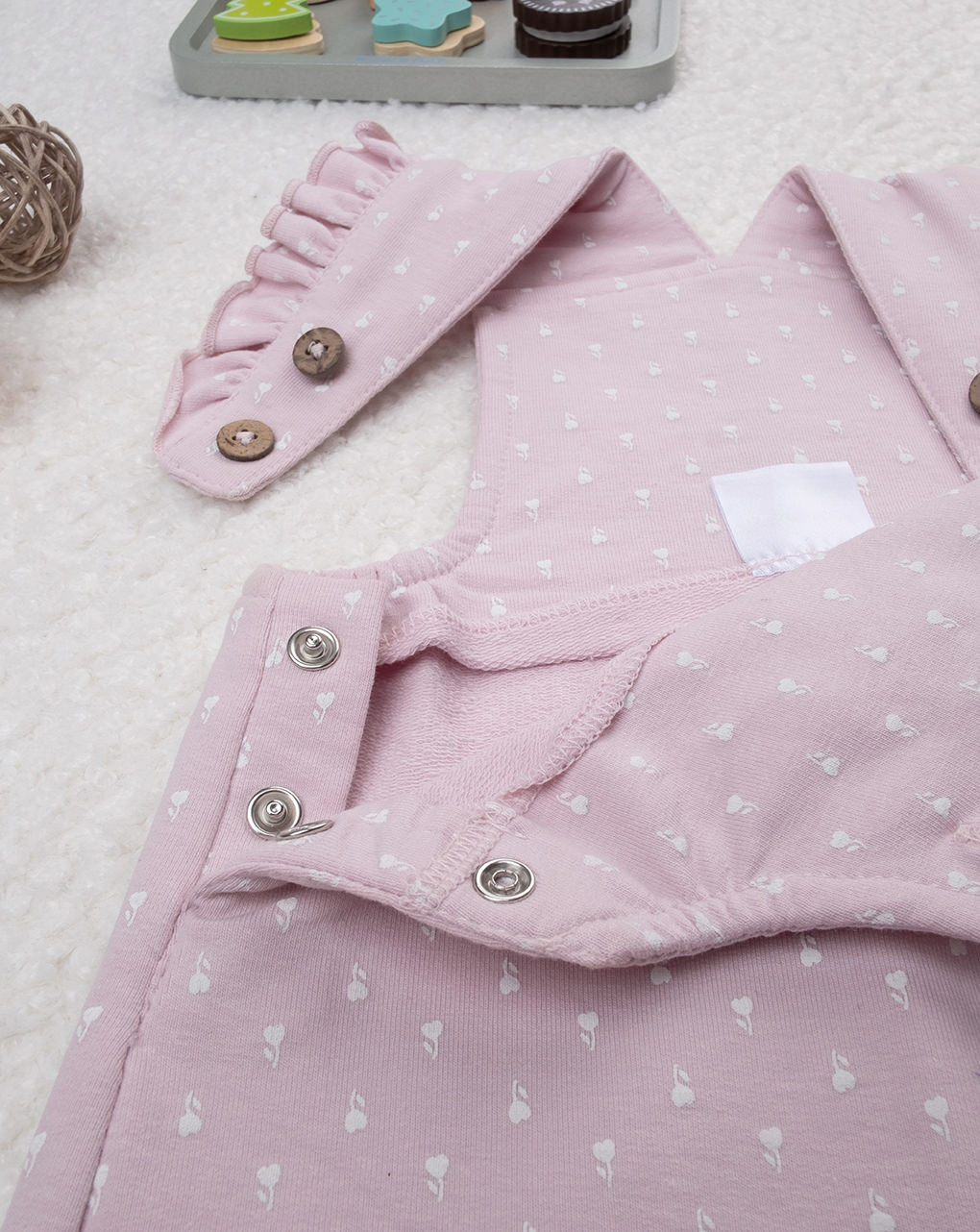 Salopette bimba rosa micro-allover