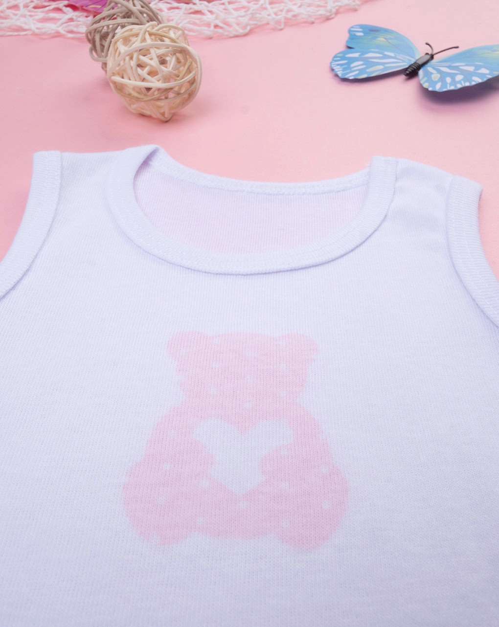 Body bimba costina bianco con orsetto rosa