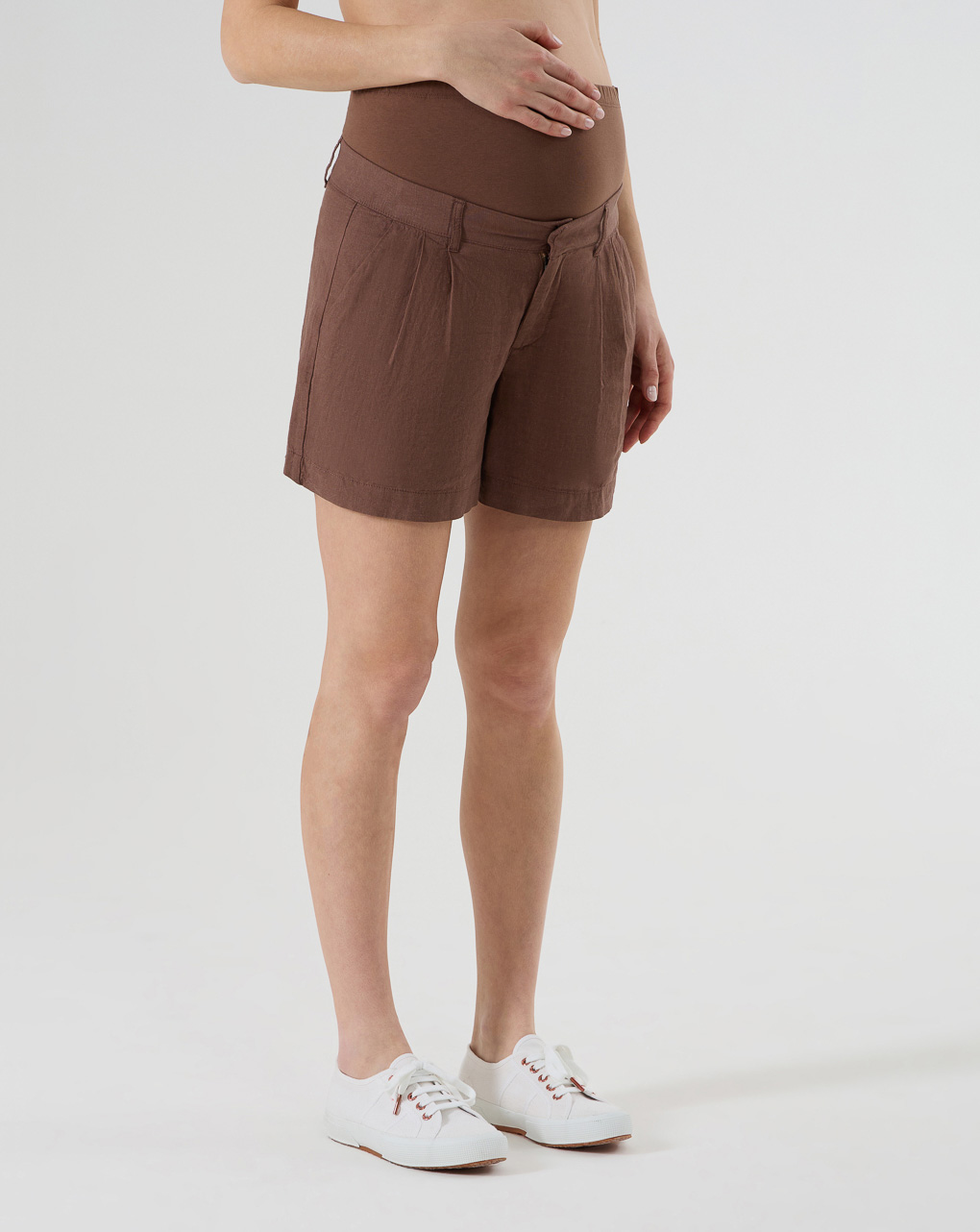 Shorts premaman marroni misto lino