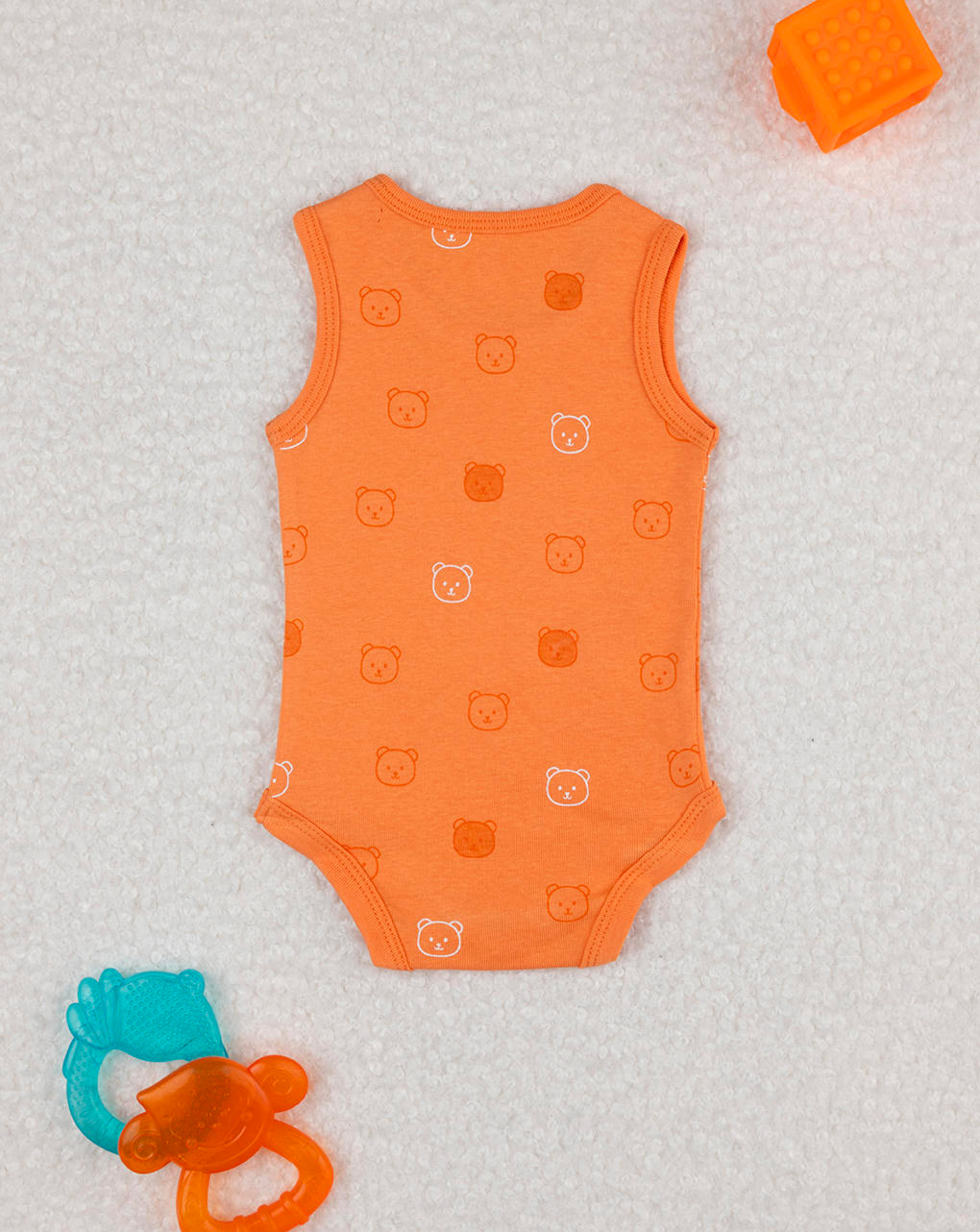 Body costina bimbo arancione orsetti allover